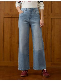 U.S. POLO ASSN. - Women Blue Solid Wide Jeans