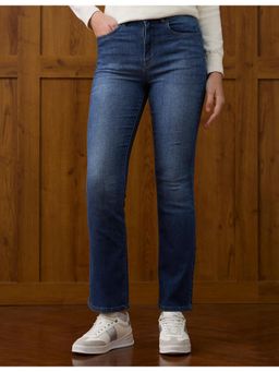 U.S. POLO ASSN. - Women Blue Solid Whiskered Bootcut Fit Jeans