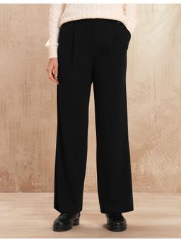 U.S. POLO ASSN. - Women Black Solid High Rise Wide Leg Trouser