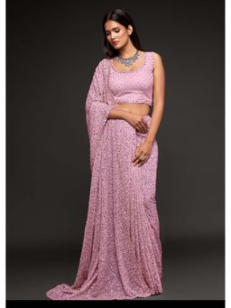 Trendmalls - Women Lightpink Heavy Georgette Sequins Work Saree with Unstitched Blouse