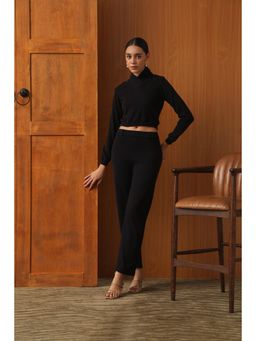 PRIMAL GRAY - Black Wrap Mock-Neck Top