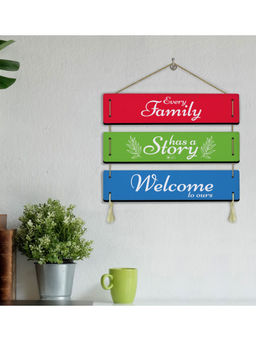 Indigifts - Welcome Home Printed Diy 3-Panel Wooden Door Wall Hanging