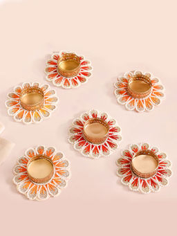 Nestasia - Red and Orange Petal Tea Light Holders (Set Of 6)