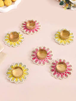 Nestasia - Magenta and Yellow Blossom Tea Light Holders (Set Of 6)