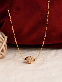 Shoshaa - Gold-Toned Black Cz Handcrafted Ball Chain