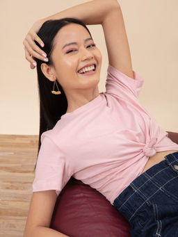Twenty Dresses by Nykaa Fashion - XXD Basics Back To The Basics Dusky Pink T-Shirt