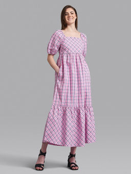 Beverly Hills Polo Club - Garden Picnic Plaid Midi Dress