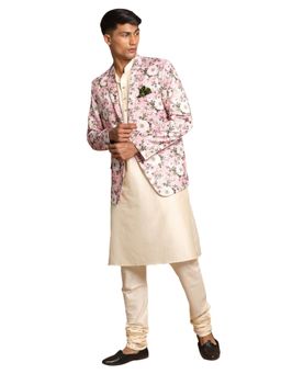 Vastramay - Men Pink And Cream Viscose Ethnic Combo (Set of 3)