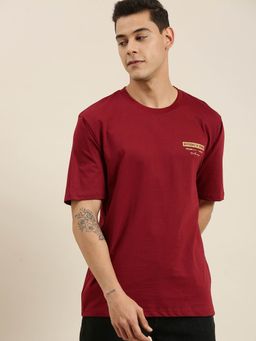 Difference of Opinion - Maroon Graphic Oversized T-Shirt