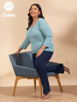 Twenty Dresses by Nykaa Fashion - Curve Aqua Be Comfortable In Basics Tshirt