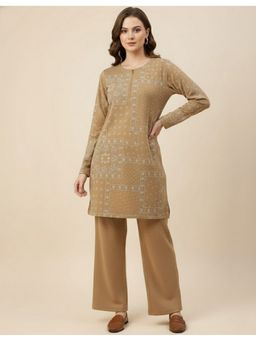 WINEBERRY - Mustard Lycra Floral Co-Ord Set