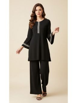 WINEBERRY - Black Jacquard Embroidered Co-Ord Set