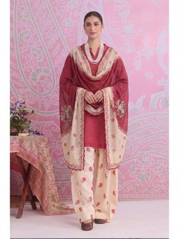 HOUSE OF KARI - Red Printed Lawn Cotton Kurta And Palazzo With Dupatta