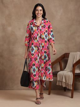 Black & Blah Blah - Women's Pure Cotton Printed Pink Kurta With Pant