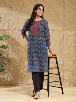 Fabindia - Women Indigo Ajrakh Printed Kurta