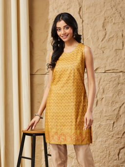 Fabindia - Women Mustard Block Printed Kurti