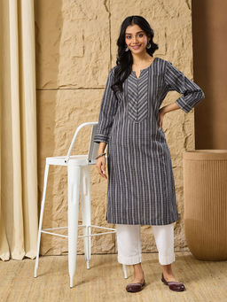 Fabindia - Women Grey Woven Kurta