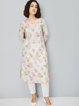 max - Women Off White Floral Printed Kurta