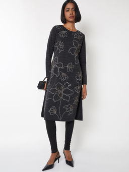 max - Women Grey Floral Printed Kurta