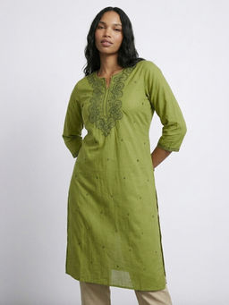 max - Women Green Embroidered Chikankari Kurta