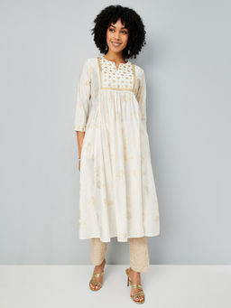 max - Women Off White Embroidered Sequined Work Kurta