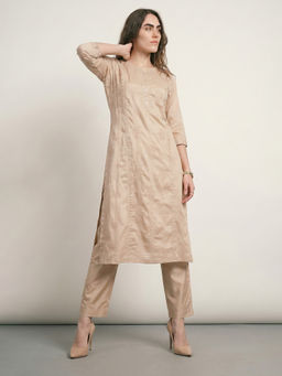 max - Women Beige Embroidered Sequined Work Kurta