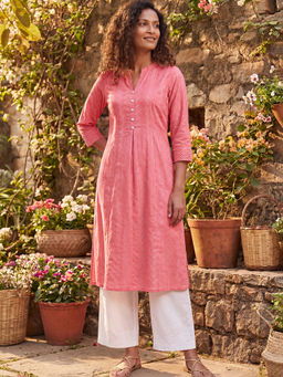 max - Women Peach Woven Kurta