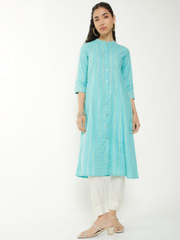 max - Women Turquoise Woven Kurta