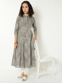max - Women Grey Printed Bandhani Kurta