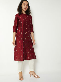 max - Women Maroon Woven Kurta