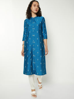 max - Women Blue Woven Kurta