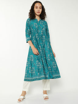 max - Women Teal Floral Printed Kurta