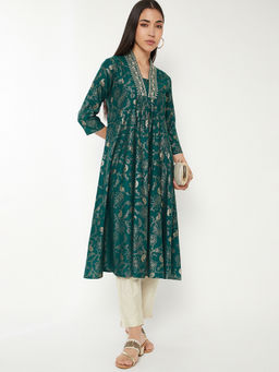 max - Women Green Floral Printed Kurta
