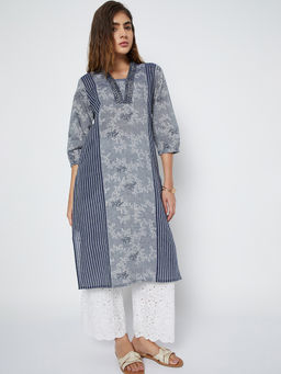 max - Women Grey Floral Printed Kurta