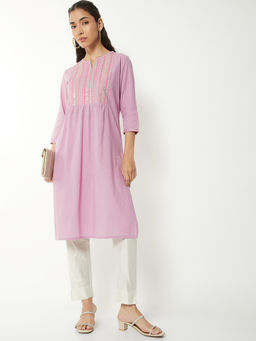 max - Women Lavender Embroidered Sequined Work Kurta
