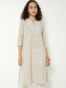 max - Women Off White Embroidered Mirror Work Kurta