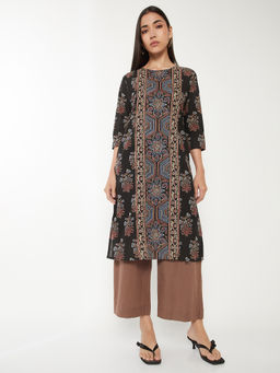 max - Women Black Floral Printed Kurta