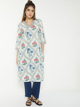 max - Women Off White Floral Printed Kurta