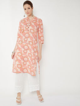 max - Women Peach Floral Printed Kurta
