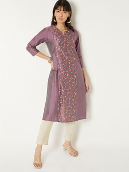 max - Women Purple Floral Embroidered Kurta