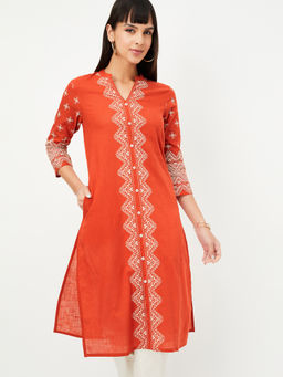 max - Women Orange Printed Kurta