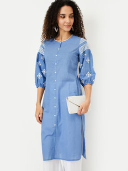 max - Women Blue Embroidered Thread Work Kurta