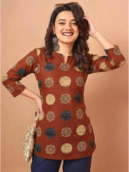 Surhi - Women Brown Printed Short Kurti