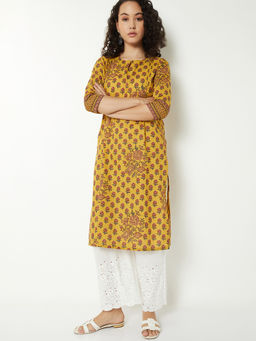 max - Women Yellow Floral Printed Kurta