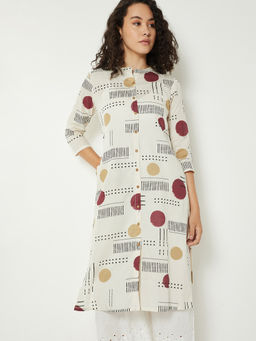 max - Women Off White Geometric Printed Kurta