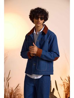 The Clothing Factory - Vintage-Inspired Denim Jacket with Brown Corduroy Trims