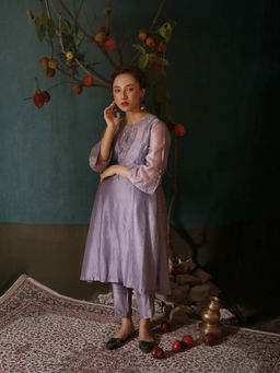 Chokhi Chorri - Grey Kurta With Pant (Set of 2)