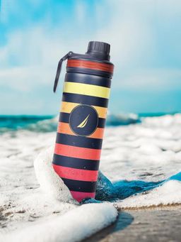 Nautica - Stylish Triple-Layer Bottle: 24-Hour Insulated Flask Texas Prtd-Navy/Yellow