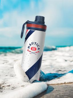 Nautica - Stylish Triple-Layer Bottle: 24-Hour Insulated Flask Texas Prtd-White/Red
