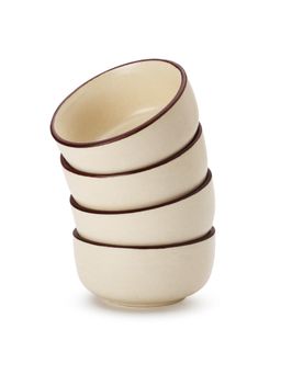 BODHI HOUSE - Off White Handcrafted Stoneware 4 Pieces Dinner Bowl Microwave & Dishwasher Safe